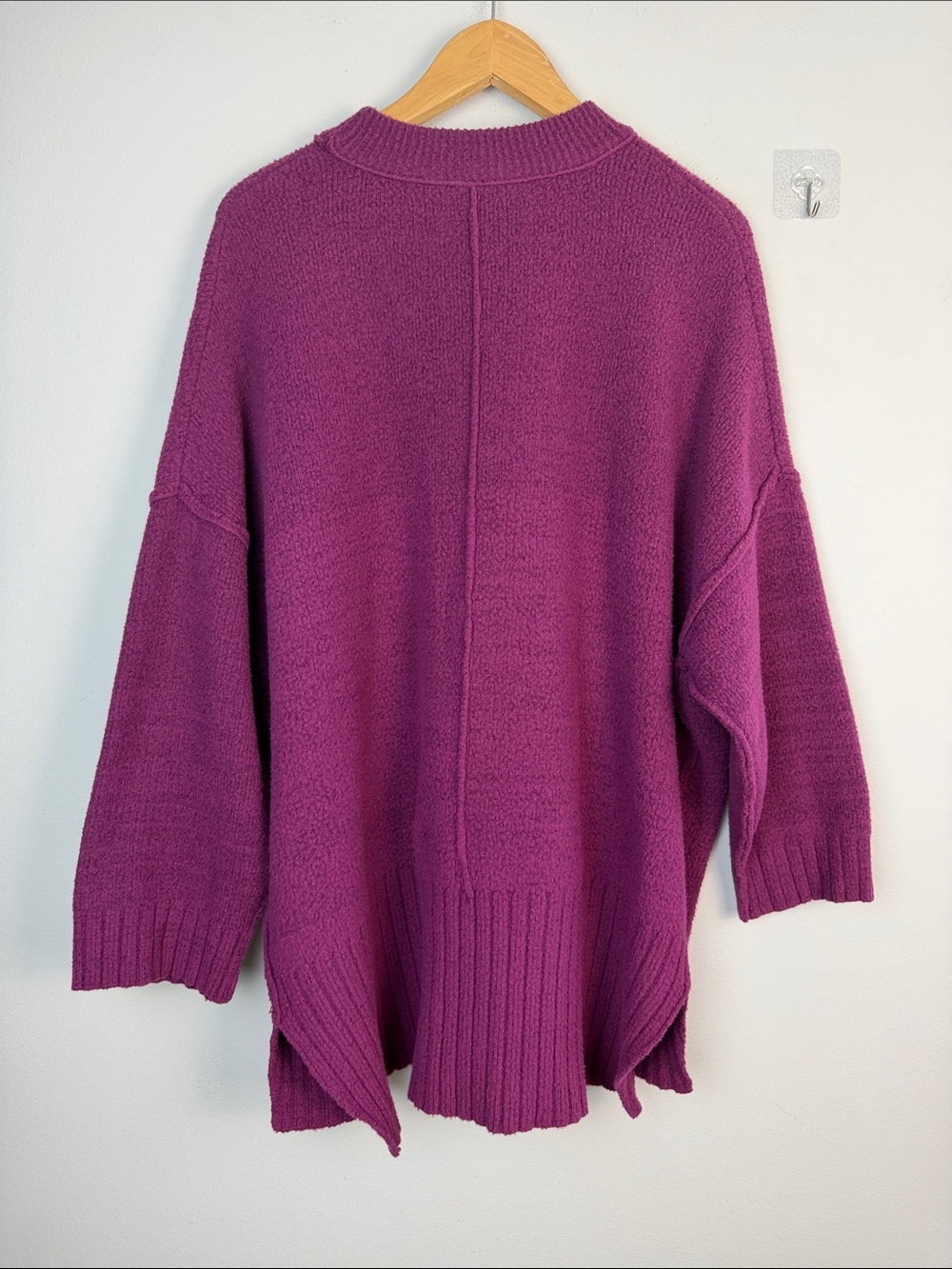 Free People Peaches Slouchy Oversized XS Tunic Sweater Chunky Knit Crewneck Plum - Picture 9 of 16